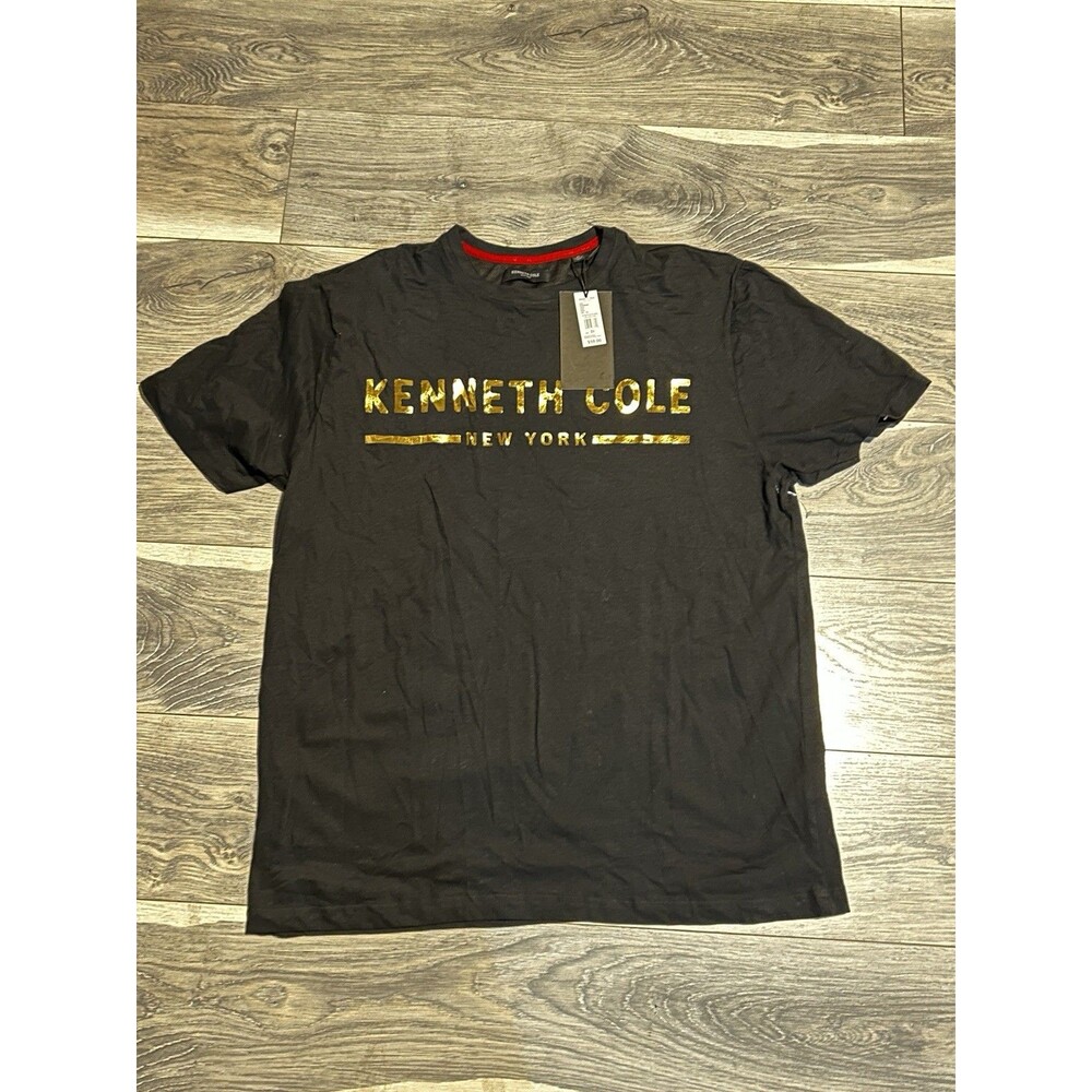 NWT Kenneth Cole New York Mens T-Shirt Black Gold Graphic Big & Tall 2X Tee